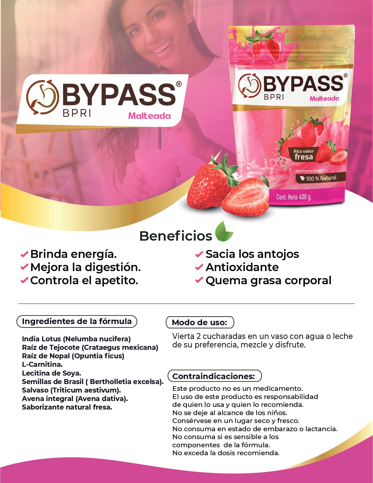 MALTEADA BYPASS SABOR FRESA